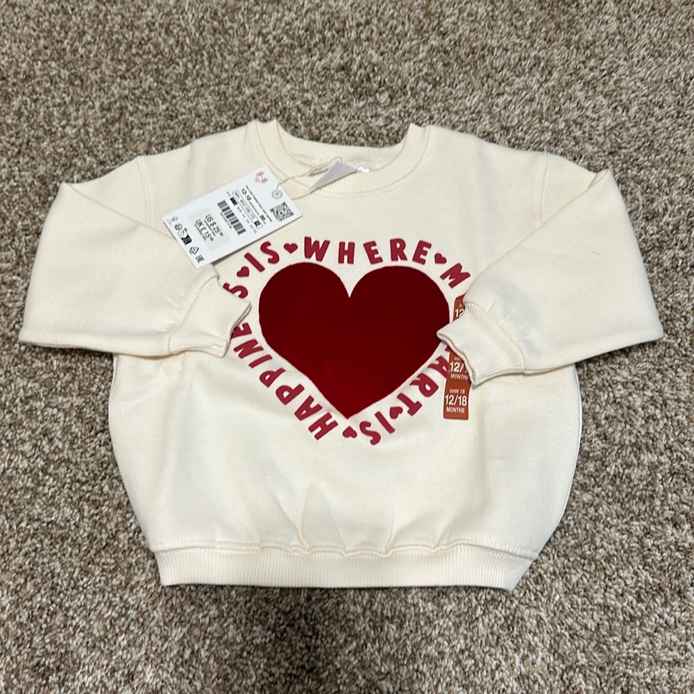 Zara flocked heart sweatshirt
